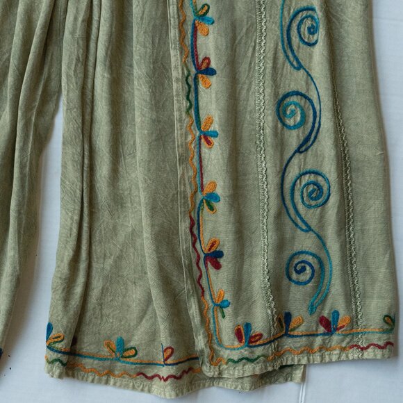 Bohemian Harem Pants Embroidered hippie Boho Wide Leg Palazzo Open Lounge - Picture 9 of 11
